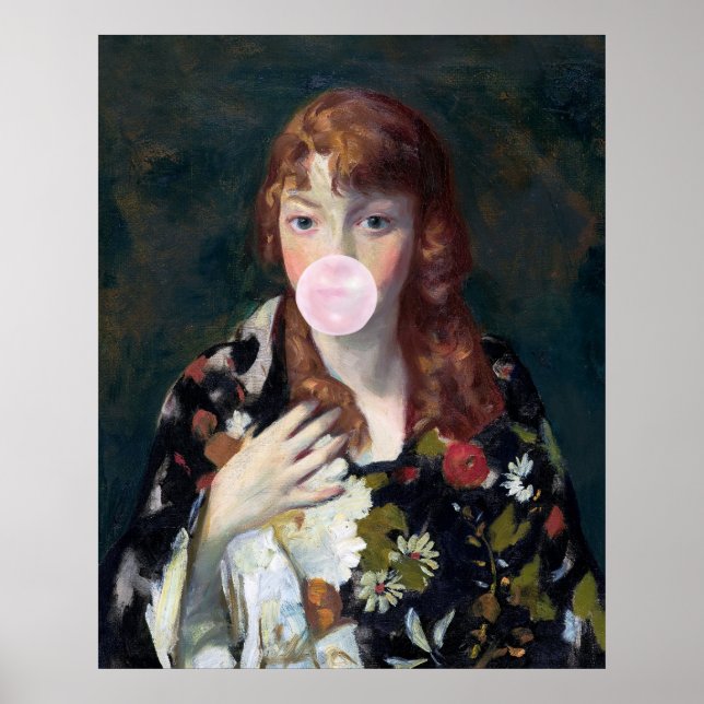Edna blowing a pink bubble gum poster (Front)