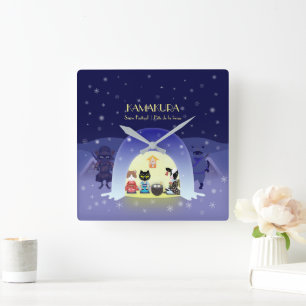 Edo-Neko's Kamakura Festivity Square Wall Clock