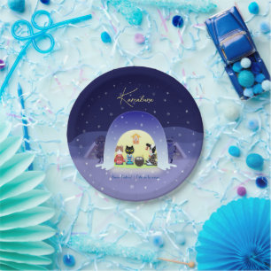 Edo-Neko's Snowy Celebration Paper Plate