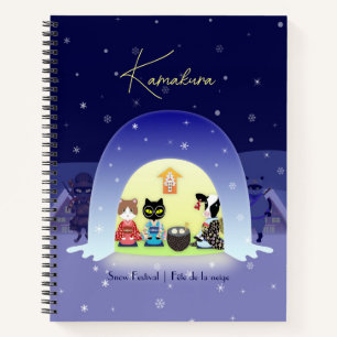 Edo-Neko's Snowy Celebration Spiral Notebook