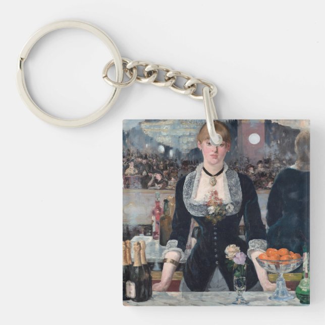 Edouard Manet - A Bar at the Folies-Bergere Key Ring (Front)