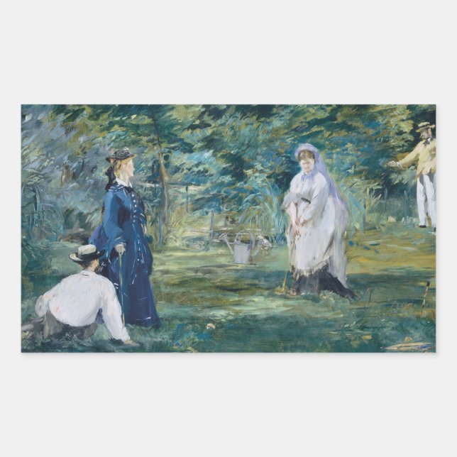 Edouard Manet - A Game of Croquet Rectangular Sticker (Front)