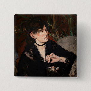 Edouard Manet - Berthe Morisot with a Fan 1874 15 Cm Square Badge