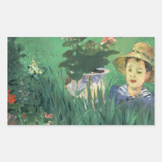 Édouard Manet - Boy in Flowers Rectangular Sticker (Front)
