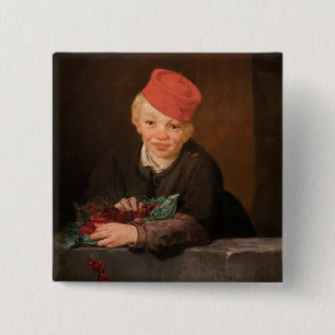 Edouard Manet - Boy with Cherries 15 Cm Square Badge