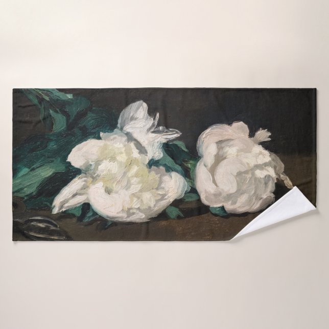 Edouard Manet - Branch of White Peonies, Secateurs Bath Towel Set (Bath Towel)