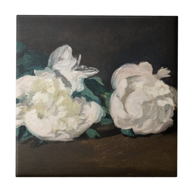 Edouard Manet - Branch of White Peonies, Secateurs Ceramic Tile (Front)