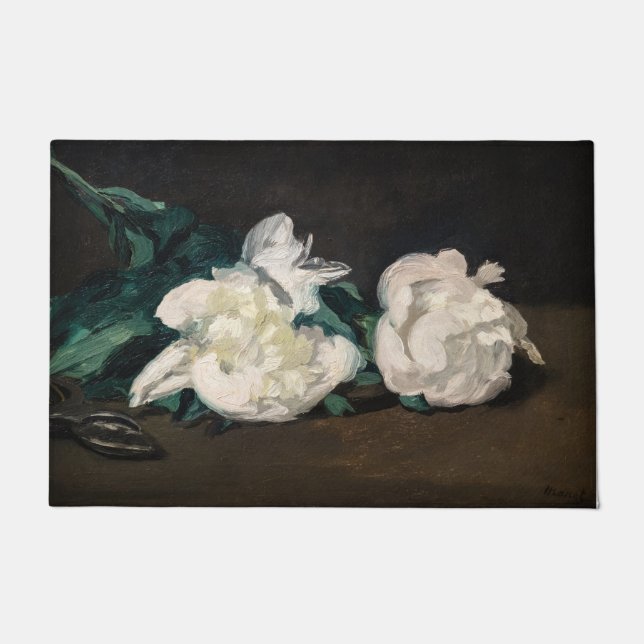 Edouard Manet - Branch of White Peonies, Secateurs Doormat (Front)
