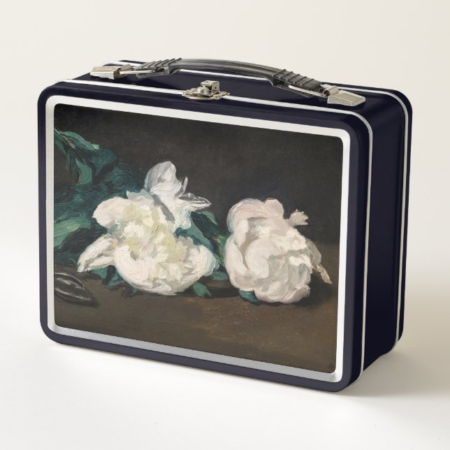 Edouard Manet - Branch of White Peonies, Secateurs Metal Lunch Box (Front)