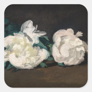 Edouard Manet - Branch of White Peonies, Secateurs Square Sticker