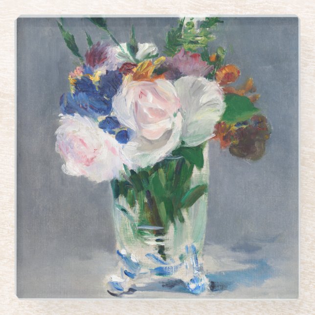 Edouard Manet - Flowers in a Crystal Vase Glass Coaster (Front)