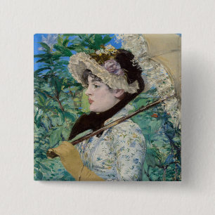 Edouard Manet - Jeanne / Spring 15 Cm Square Badge
