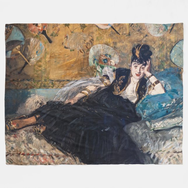 Edouard Manet - Lady with Fans Fleece Blanket (Front (Horizontal))