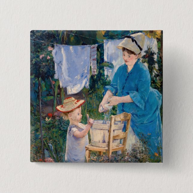 Edouard Manet - Laundry 15 Cm Square Badge (Front)