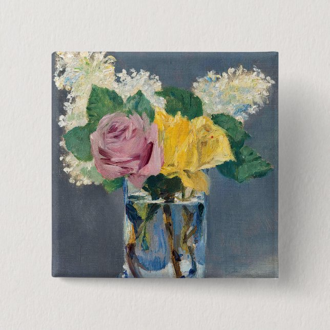 Edouard Manet - Lilacs and Roses 15 Cm Square Badge (Front)