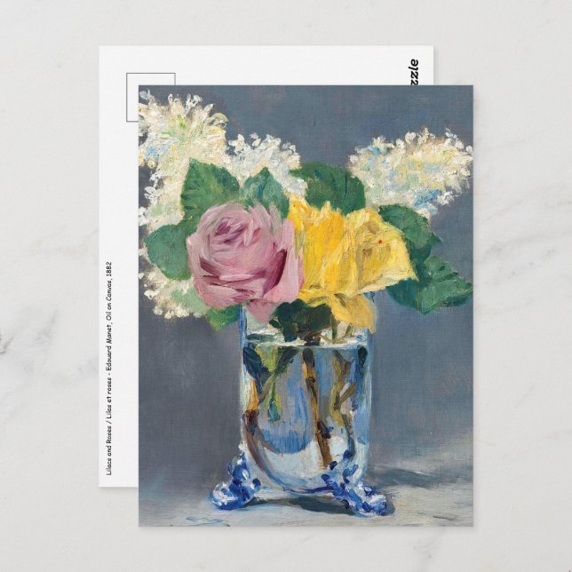Edouard Manet - Lilacs and Roses Postcard (Front/Back)