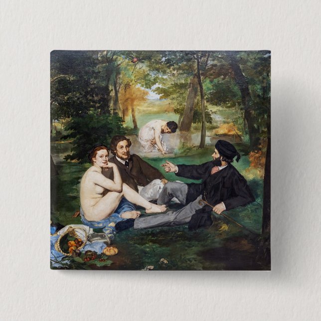 Edouard Manet - Luncheon on the Grass 15 Cm Square Badge (Front)