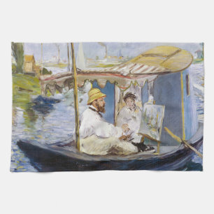 Edouard Manet - Monet in his Studio Boat Tea Towel
