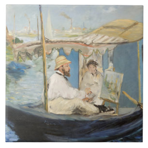 Edouard Manet - Monet Painting on His Studio Boat Ceramic Tile