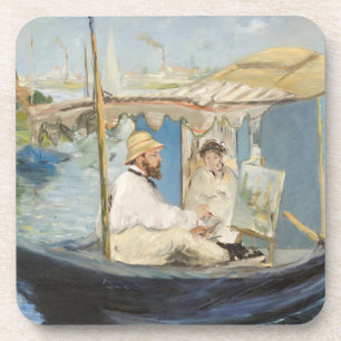 Edouard Manet - Monet Painting on His Studio Boat Coaster
