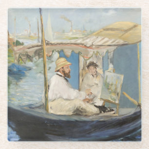 Edouard Manet - Monet Painting on His Studio Boat Glass Coaster