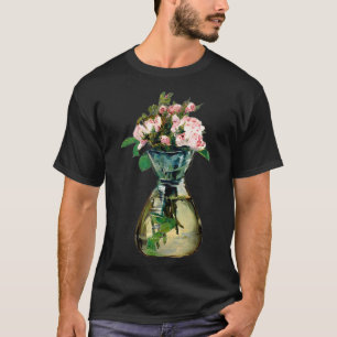 Edouard Manet Moss Roses in a Vase Design  T-Shirt