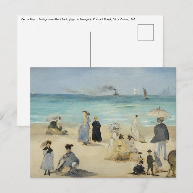 Edouard Manet - On the Beach, Boulogne-sur-Mer Postcard (Front/Back)