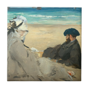 Edouard Manet - On the Beach Ceramic Tile