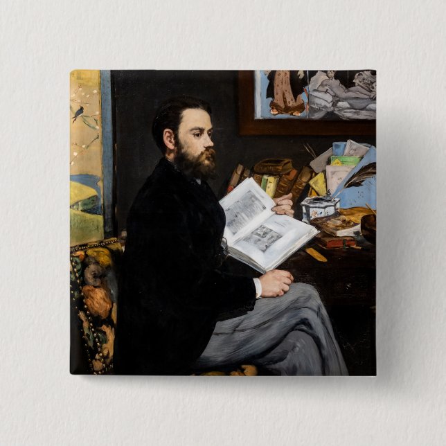 Edouard Manet - Portrait of Emile Zola 15 Cm Square Badge (Front)