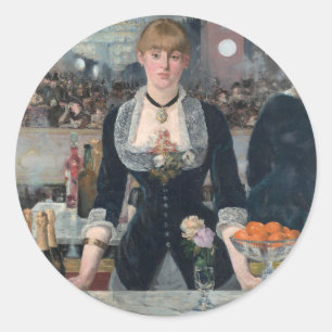 Edouard Manet ' s A Bar at the Folies-Bergère Classic Round Sticker