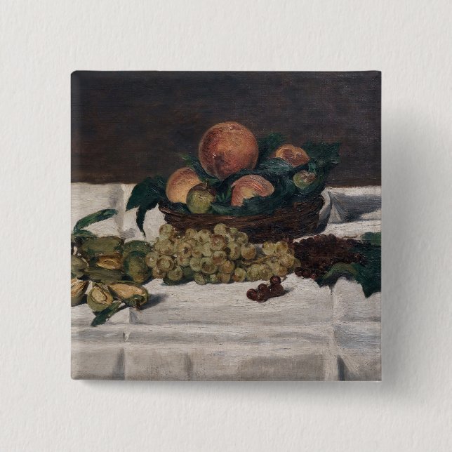 Edouard Manet - Still Life, Fruits on a Table 15 Cm Square Badge (Front)