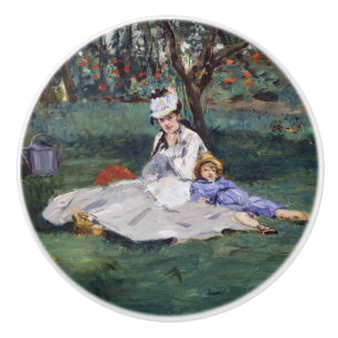Edouard Manet - The Monet family in their garden Ceramic Knob