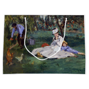 Edouard Manet - The Monet family in their garden Large Gift Bag