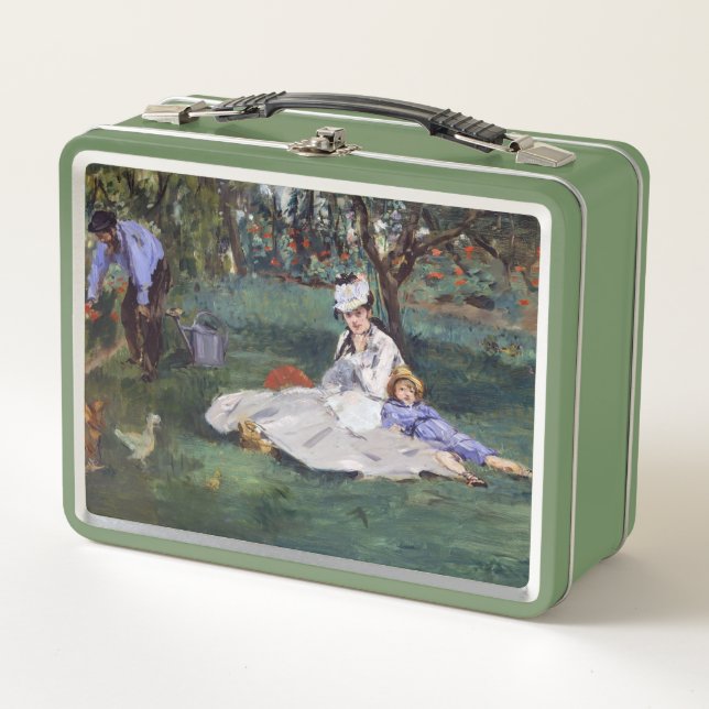 Edouard Manet - The Monet family in their garden Metal Lunch Box (Front)