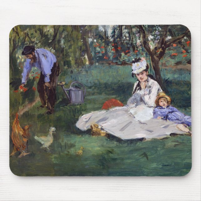 Edouard Manet - The Monet family in their garden Mouse Pad (Front)