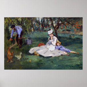 Edouard Manet - The Monet family in their garden Poster
