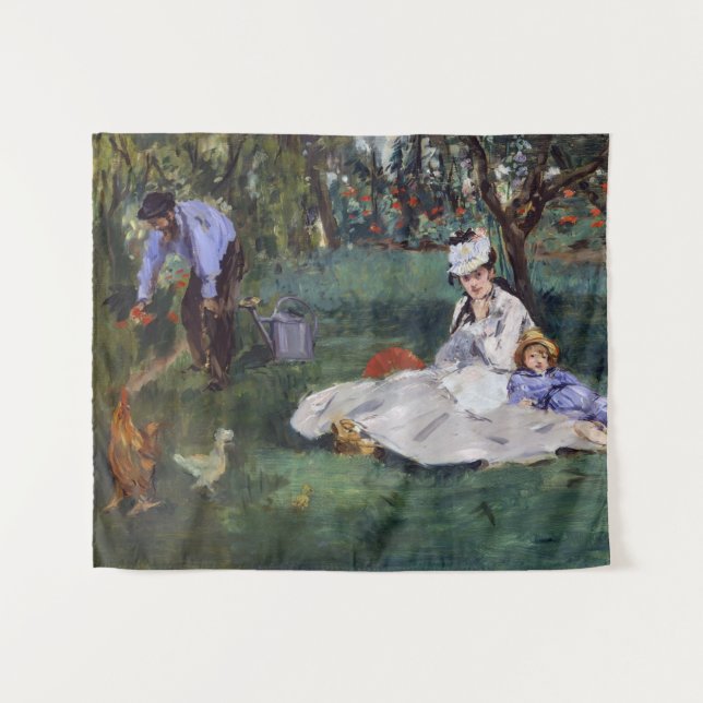 Edouard Manet - The Monet family in their garden Tapestry (Front (Horizontal))