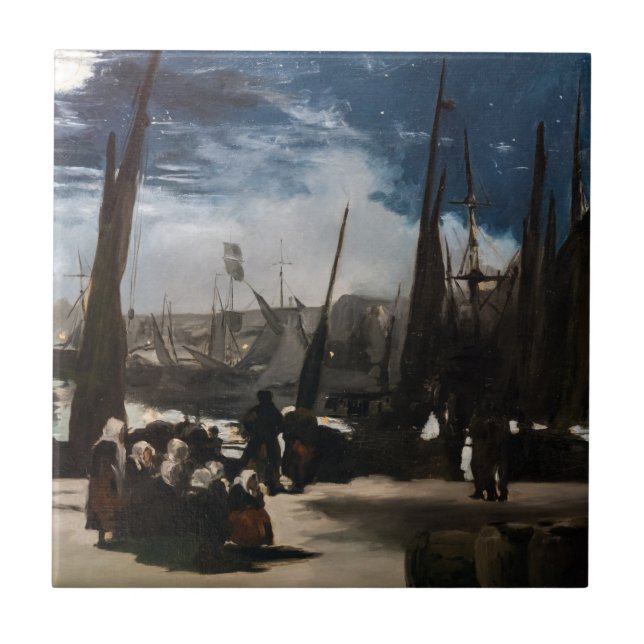 Edouard Manet - The Port of Boulogne by Moonlight Ceramic Tile (Front)