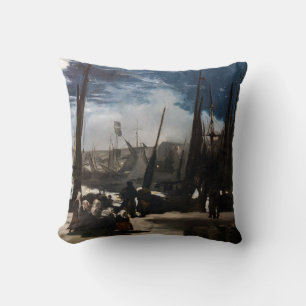 Edouard Manet - The Port of Boulogne by Moonlight Cushion