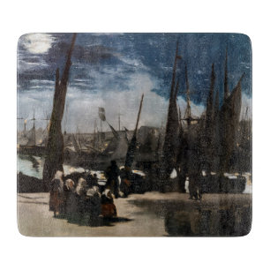 Edouard Manet - The Port of Boulogne by Moonlight Cutting Board