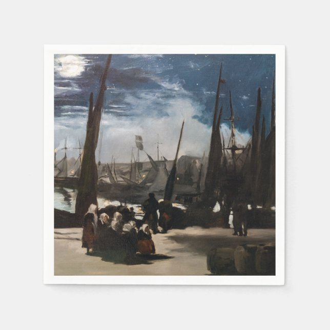 Edouard Manet - The Port of Boulogne by Moonlight Napkin (Front)