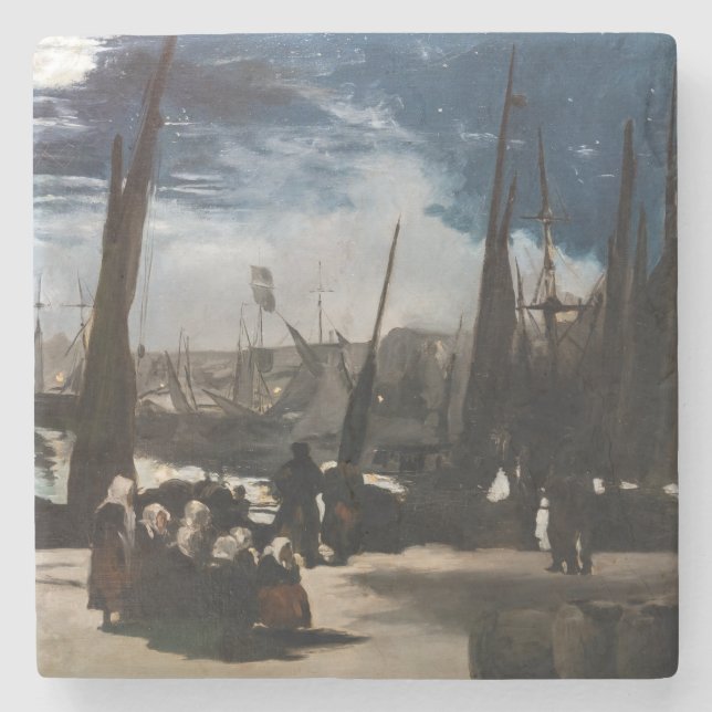Edouard Manet - The Port of Boulogne by Moonlight Stone Coaster (Front)