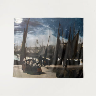 Edouard Manet - The Port of Boulogne by Moonlight Tapestry