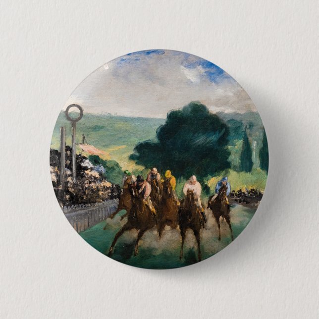 Edouard Manet - The Races at Longchamp 6 Cm Round Badge (Front)