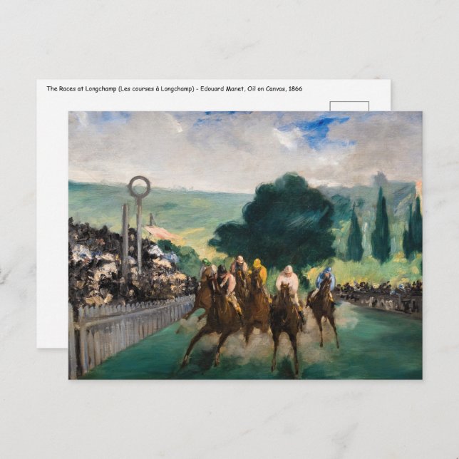 Edouard Manet - The Races at Longchamp Postcard (Front/Back)