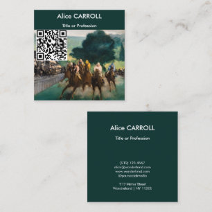 Edouard Manet - The Races at Longchamp - QR Code Square Business Card