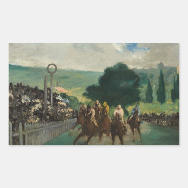 Edouard Manet - The Races at Longchamp Rectangular Sticker (Front)