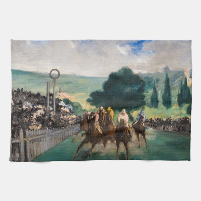 Edouard Manet - The Races at Longchamp Tea Towel (Horizontal)