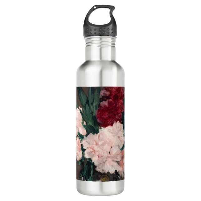 Edouard Manet - Vase of Peonies on  Small Pedestal 710 Ml Water Bottle (Front)