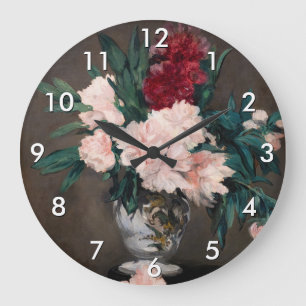 Edouard Manet - Vase of Peonies on  Small Pedestal Large Clock